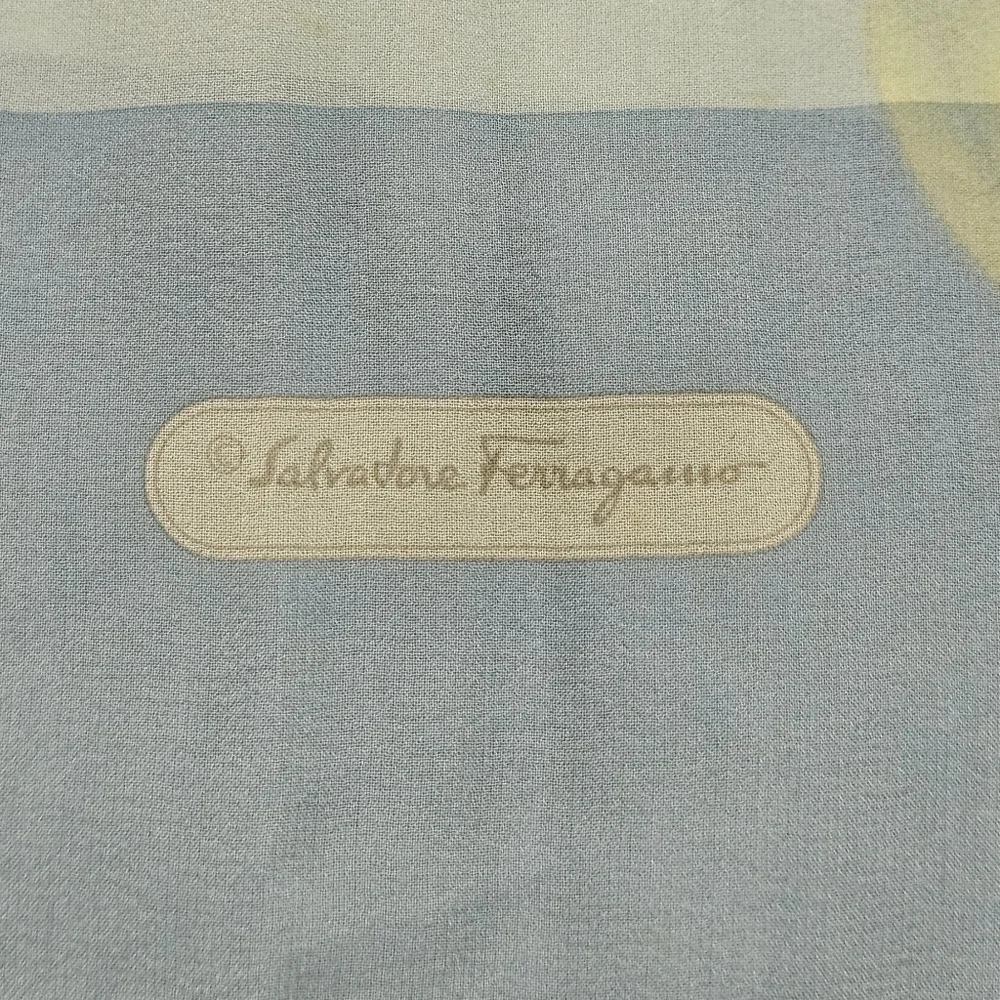 Salvatore Ferragamo Blue Floral Silk Scarf